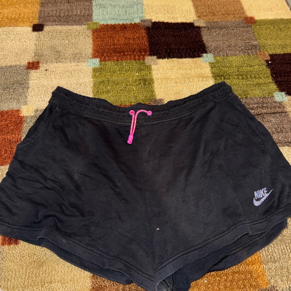 Nike Black Women's Shorts with Pink Accent